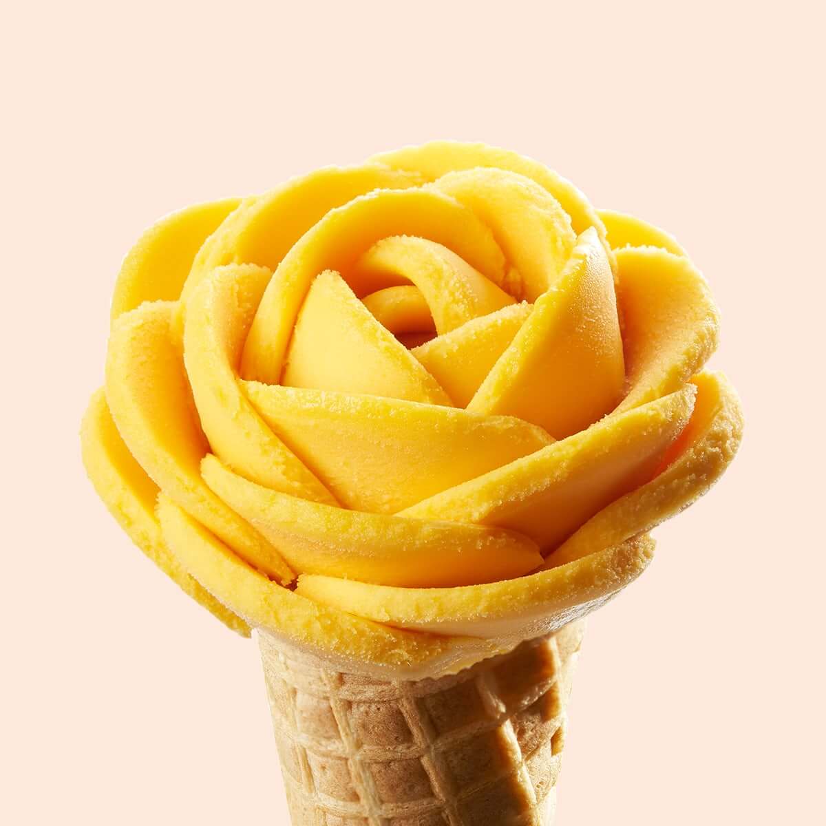 Glace en forme de fleur, parfum mangue alphonso d'inde